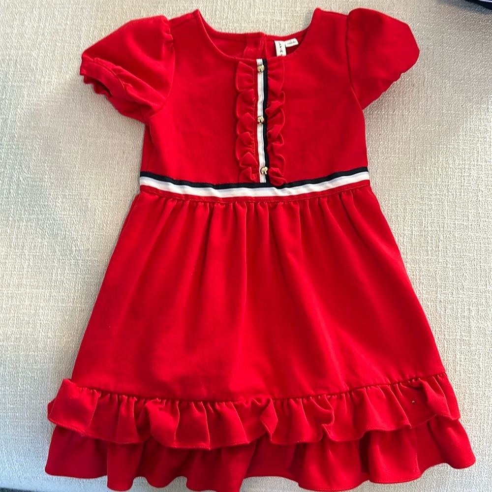Janie&Jack- red dress with brass buttons